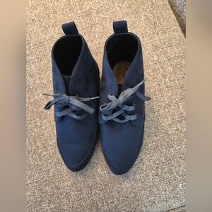 WOMENS BOOTS ELSA by comfortview SIZE 7.5 WW BLUE SUEDE LIKE NON SLIP